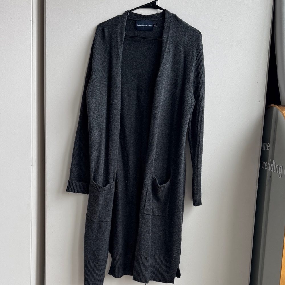 Calvin Klein Dark Charcoal Open-Front Cardigan